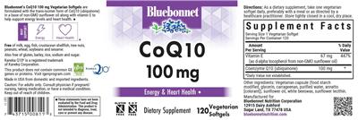 Photo of the Bluebonnet CoQ10 100 mg label