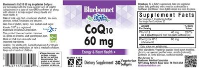 Photo of the Bluebonnet CoQ10 60 mg label