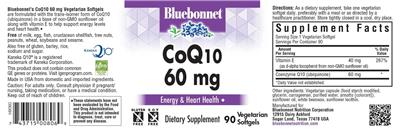 Photo of the Bluebonnet CoQ10 60 mg label