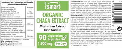 Photo of the SuperSmart Organic Chaga Extract 1500 mg label