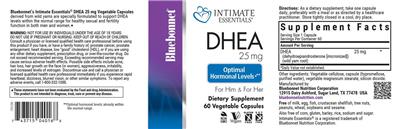 Photo of the Bluebonnet Intimate Essentials DHEA 25 mg label