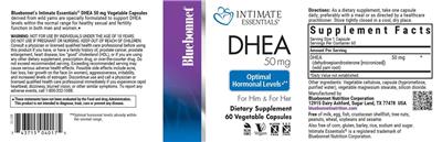 Photo of the Bluebonnet Intimate Essentials DHEA 50 mg label