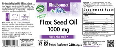 Photo of the Bluebonnet Flax Seed Oil 1000 mg label