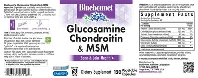 Photo of the Bluebonnet Glucosamine Chondroitin & MSM label