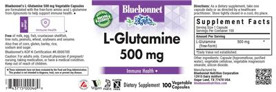 Photo of the Bluebonnet L-Glutamine 500 mg label