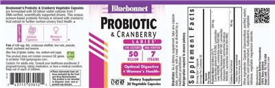 Label of Ladies' Probiotic & Cranberry