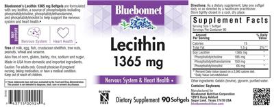 Photo of the Bluebonnet Lecithin 1365 mg label