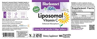 Photo of the Bluebonnet Liposomal Vitamin C label
