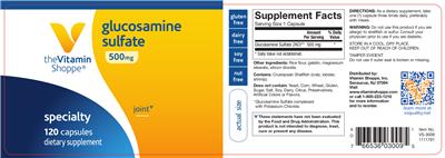 Photo of the The Vitamin Shoppe Glucosamine Sulfate 500 mg label
