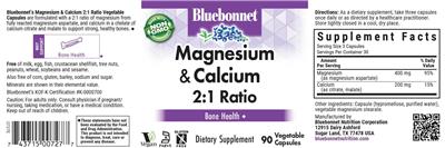 Photo of the Bluebonnet Magnesium & Calcium 2:1 Ratio label