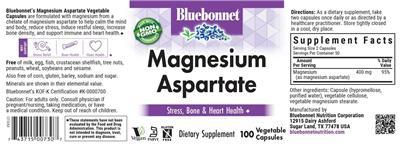 Photo of the Bluebonnet Magnesium Aspartate label