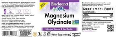 Photo of the Bluebonnet Magnesium Glycinate label