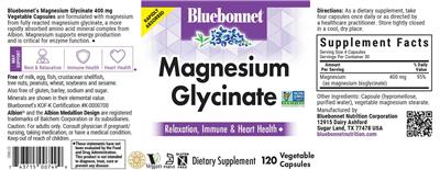 Photo of the Bluebonnet Magnesium Glycinate label