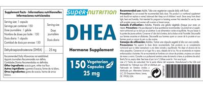 Photo of the Super-Nutrition DHEA 25 mg label