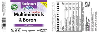 Photo of the Bluebonnet Multiminerals & Boron Iron-Free label