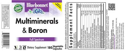 Photo of the Bluebonnet Multiminerals & Boron label