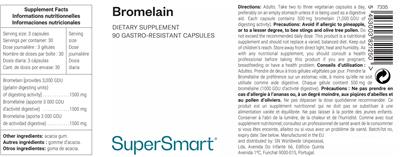 Photo of the SuperSmart Bromelain label