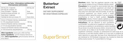 Photo of the SuperSmart Butterbur Extract label