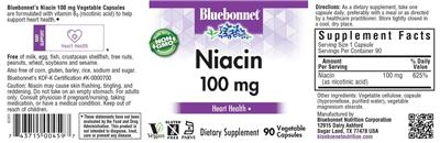 Photo of the Bluebonnet Niacin 100 mg label
