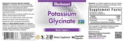 Photo of the Bluebonnet Potassium Glycinate label