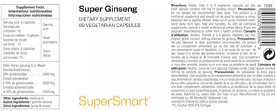 Photo of the SuperSmart Super Ginseng label
