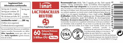 Photo of the SuperSmart Lactobacillus reuteri 5 Billion CFU label