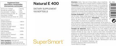Photo of the SuperSmart Natural E 400 label