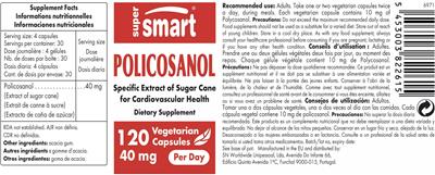 Photo of the SuperSmart Policosanol 40 mg label
