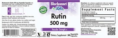 Photo of the Bluebonnet Rutin 500 mg label
