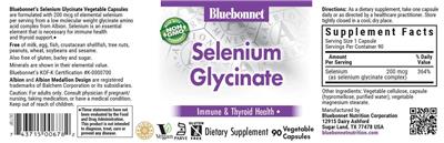 Photo of the Bluebonnet Selenium Glycinate label