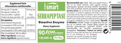 Photo of the SuperSmart Serrapeptase 120,000 IU label