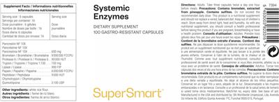 Photo of the SuperSmart Systemic Enzymes label