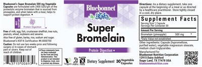 Photo of the Bluebonnet Super Bromelain label