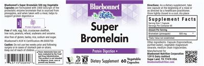 Photo of the Bluebonnet Super Bromelain label