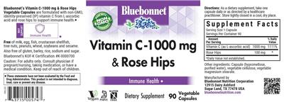 Photo of the Bluebonnet Vitamin C-1000 mg & Rose Hips label
