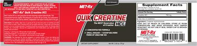 Product label for Quik Creatine HCl