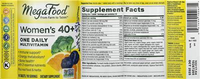 Photo of the MegaFood Women's 40+ One Daily Multivitamin label