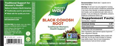 Photo of the Nature's Way Black Cohosh Root 540 mg label