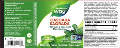 Photo of the Nature's Way Cascara Sagrada 270 mg label
