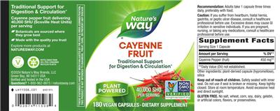 Photo of the Nature's Way Cayenne Fruit label