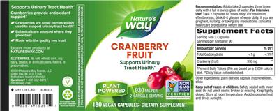 Photo of the Nature's Way Cranberry Fruit 930 mg label