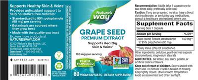 Photo of the Nature's Way Grape Seed 100 mg label
