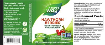 Photo of the Nature's Way Hawthorn Berries 1,080 mg label