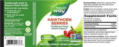 Photo of the Nature's Way Hawthorn Berries 1,080 mg label