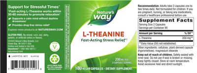 Photo of the Nature's Way L-Theanine 200 mg label