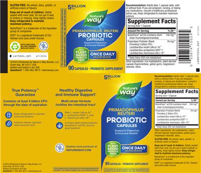 Label of Primadophilus Reuteri Probiotic Capsules
