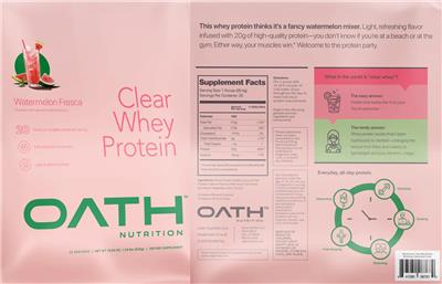 Photo of the Oath Nutrition Clear Whey Protein Watermelon Fresca label