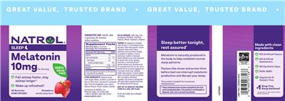 Photo of the Natrol Melatonin 10 mg Strawberry label