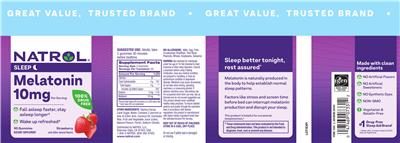 Photo of the Natrol Melatonin 10 mg Strawberry label