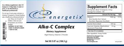 Photo of the Energetix Alka-C Complex label